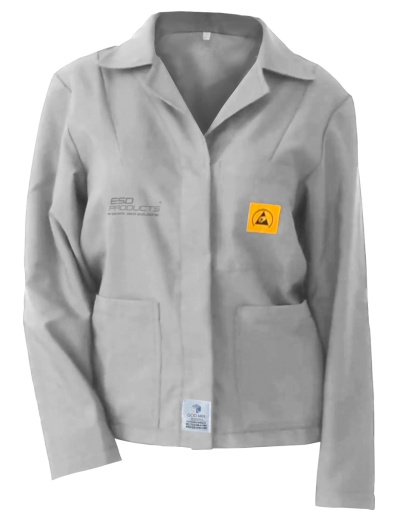 ESD Jacket 1/3 Length ESD Smock Light Grey Female S Antistatic Clothing ESD Garment